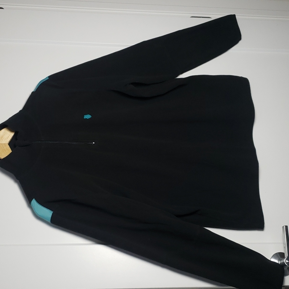 K-Swiss Large Men’s Teal Black Athletic Half Zip Fleece EUC
